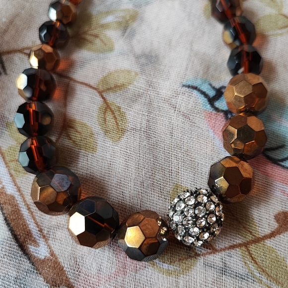 Glass Root Beer and Copper with a Rhinestone Disco Ball Necklace Premier Designs - Picture 3 of 8